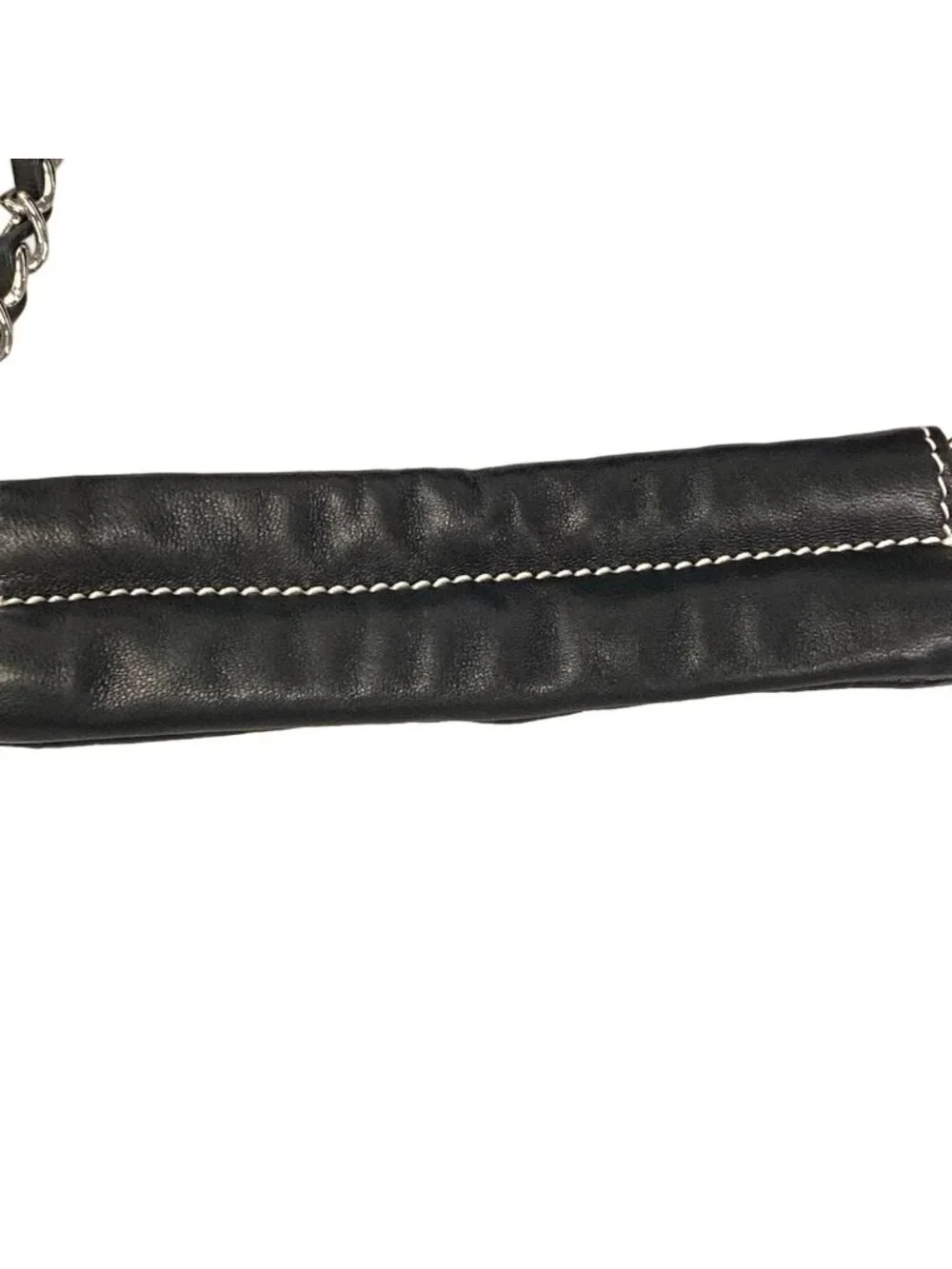 Chanel Tote Bag Wild Stitch Black White Silver Lambskin